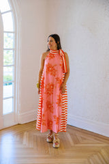 Entro Pink Tropical Midi Dress