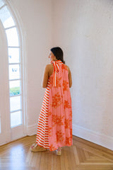 Entro Pink Tropical Midi Dress