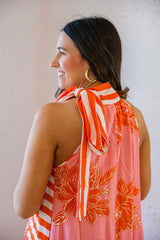 Entro Pink Tropical Midi Dress