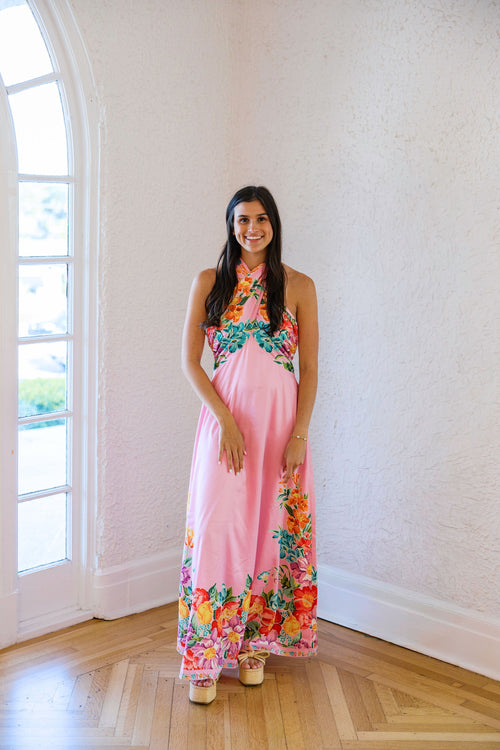Elizabeth James Aubrey Dress in Tulip Tapestry Cotton Candy