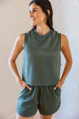 Varley Shea Crop Tank in Thyme