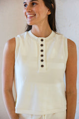 Varley Marla Button Placket Tank in Pristine