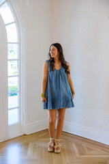 Karlie Denim Scoop Sleeveless Dress