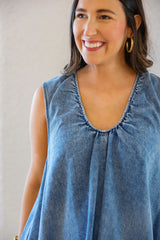 Karlie Denim Scoop Sleeveless Dress