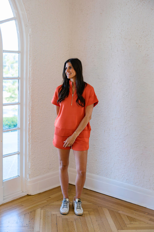 Varley Ritchie Short Sleeve Sweat in Summer Fig