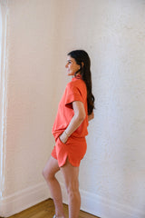 Varley Ritchie Short Sleeve Sweat in Summer Fig