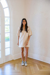 Karlie Check Denim V-Neck Pocket Dress