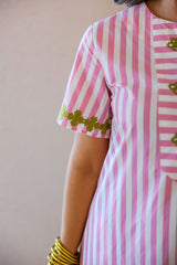 Brooks Avenue Short Sleeve Maxi Kaftan in Pink Stripe