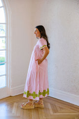 Brooks Avenue Short Sleeve Maxi Kaftan in Pink Stripe