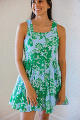 Entro Blue and Green Eyelet Mini Dress
