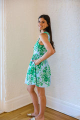 Entro Blue and Green Eyelet Mini Dress