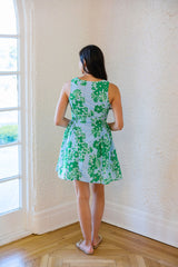 Entro Blue and Green Eyelet Mini Dress