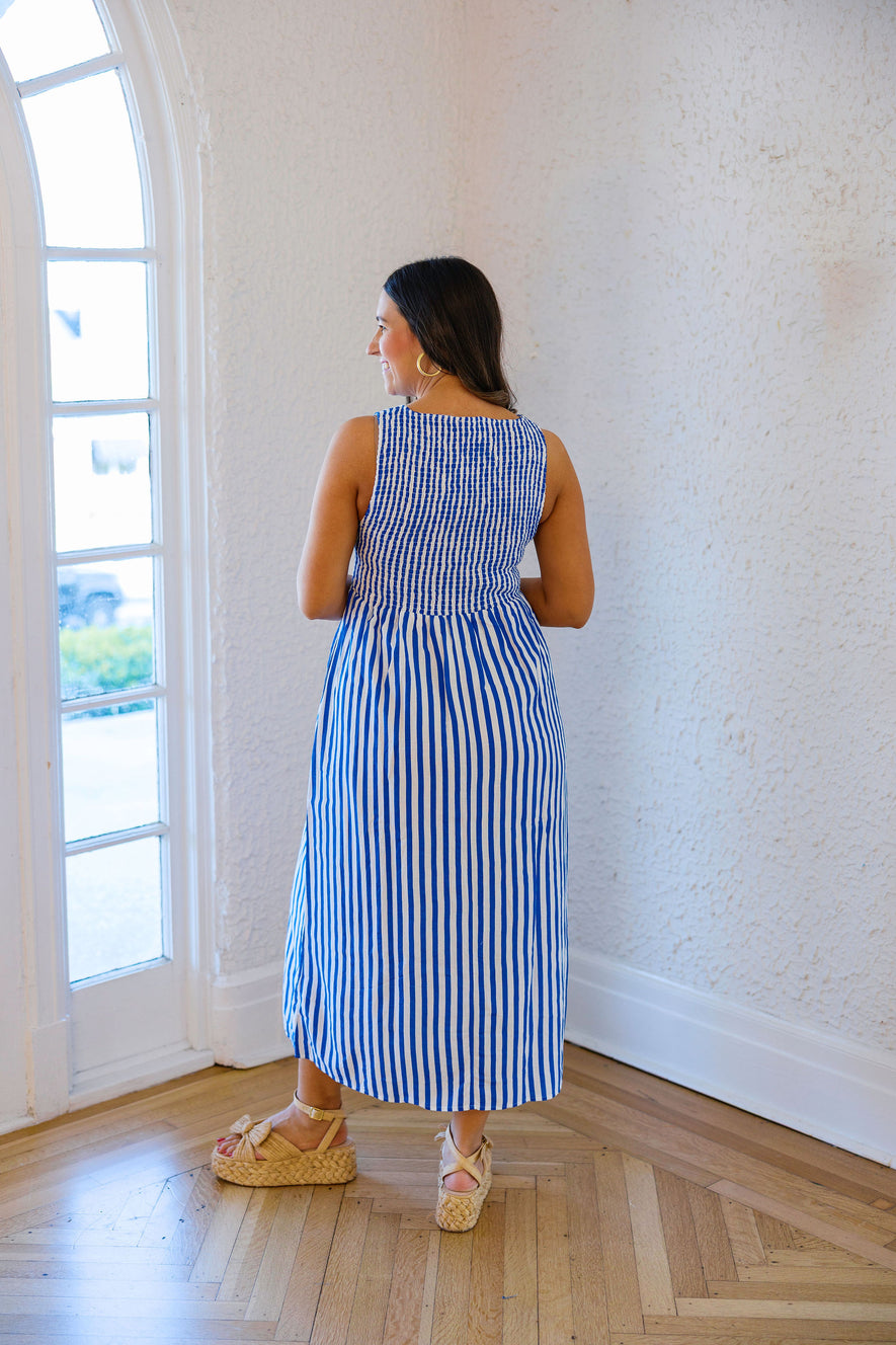 striped sleeveless midi dress Easy Strolls Striped Sleeveless Midi Dress