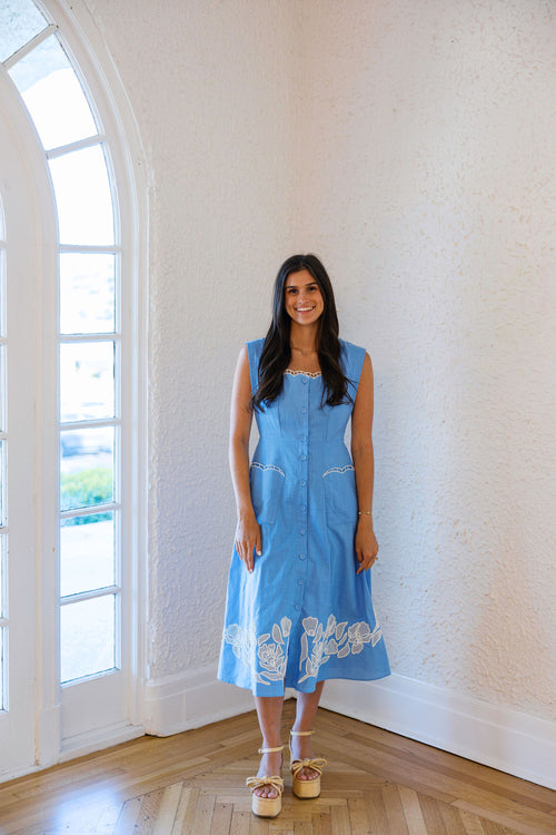 Crosby by Mollie Burch Rivie Dress in Washed Indigo