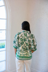 Jade Melody Tam Garden Border Puff Sleeve Top