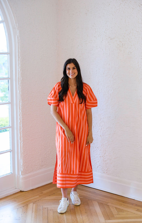 Karlie Stripe V-Neck Signature Maxi Dress