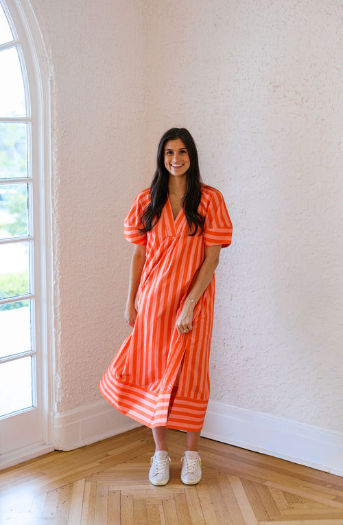 Karlie Stripe V-Neck Signature Maxi Dress