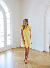 Entro Sophia Printed Gingham Dress in Yellow