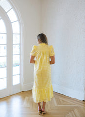 Entro Puff Sleeve Eyelet Maxi Dress in Yellow