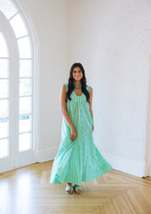 Karlie Pool Aqua Seersucker Stripe Scoop Maxi Dress