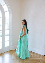 Karlie Pool Aqua Seersucker Stripe Scoop Maxi Dress