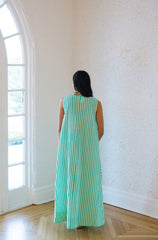 Karlie Pool Aqua Seersucker Stripe Scoop Maxi Dress