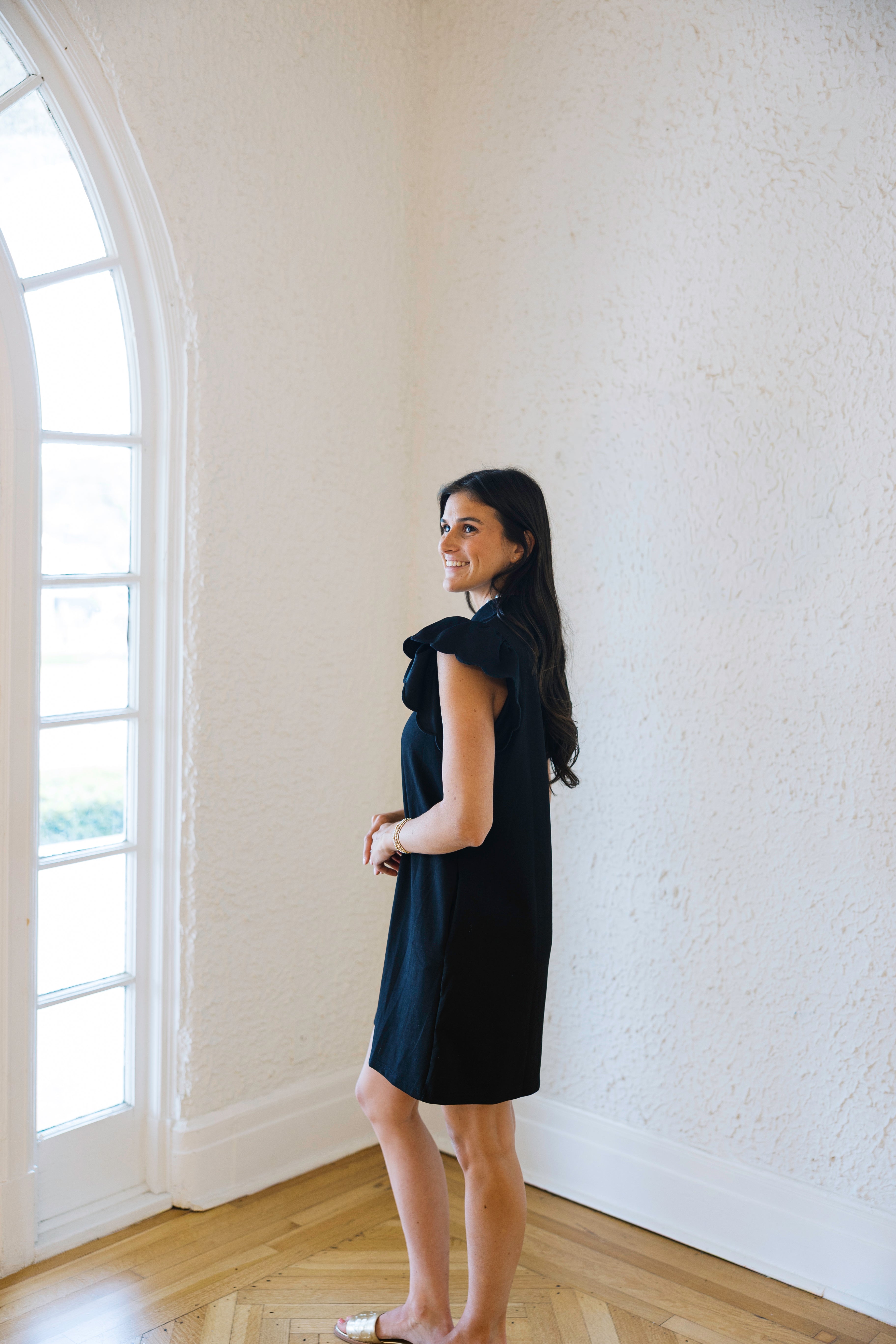 entro black dress Entro Black Button Down Pintuck Belted Mini Dress