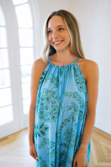TCEC Floral Print Halter Maxi Dress