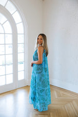TCEC Floral Print Halter Maxi Dress