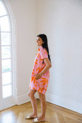 Karlie Palm Leaf Floral Shirt Dress