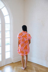 Karlie Palm Leaf Floral Shirt Dress