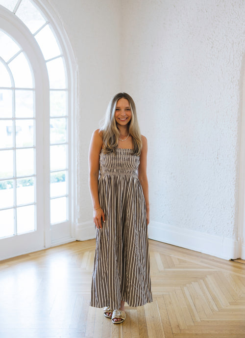 Pistola Bianca Shirred Bodice Dress in Java Stripe