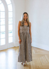 Pistola Bianca Shirred Bodice Dress in Java Stripe