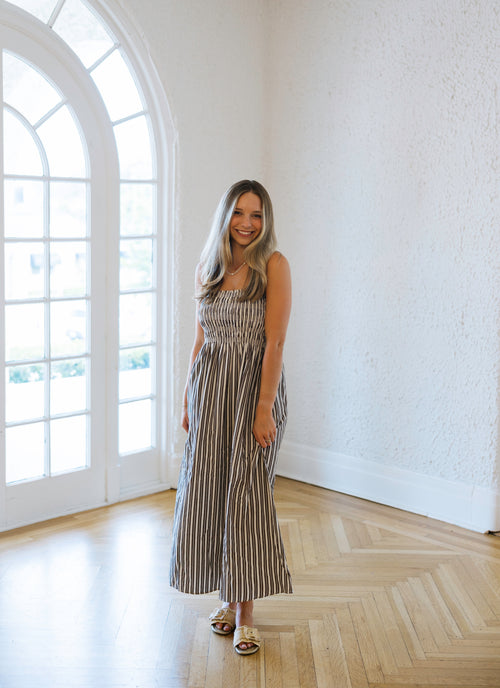 Pistola Bianca Shirred Bodice Dress in Java Stripe
