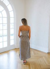 Pistola Bianca Shirred Bodice Dress in Java Stripe