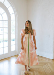 TCEC Striped Puff Sleeve Maxi Dress in Pink