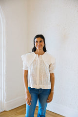 Karlie White Eyelet Novelty Collar Top