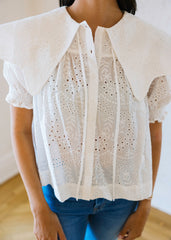 Karlie White Eyelet Novelty Collar Top