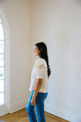 Karlie White Eyelet Novelty Collar Top