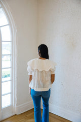 Karlie White Eyelet Novelty Collar Top