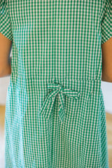 Entro Green Gingham Print Flutter Mini Dress