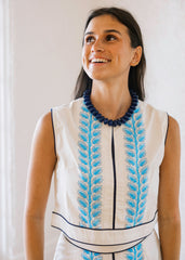 Garland Emmy Sleeveless Top in Blue Leaf