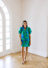 Jade Green Garden Mini V-neck Dress