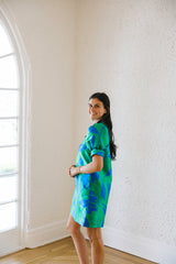 Jade Green Garden Mini V-neck Dress