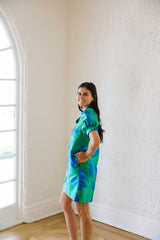 Jade Green Garden Mini V-neck Dress