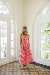 Entro Bright Gingham Sleeveless Midi Dress