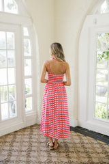 Entro Bright Gingham Sleeveless Midi Dress