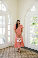 Entro Puff Sleeve Gingham Maxi Dress in Red