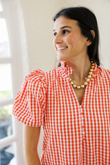 Entro Puff Sleeve Gingham Maxi Dress in Red