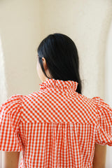 Entro Puff Sleeve Gingham Maxi Dress in Red